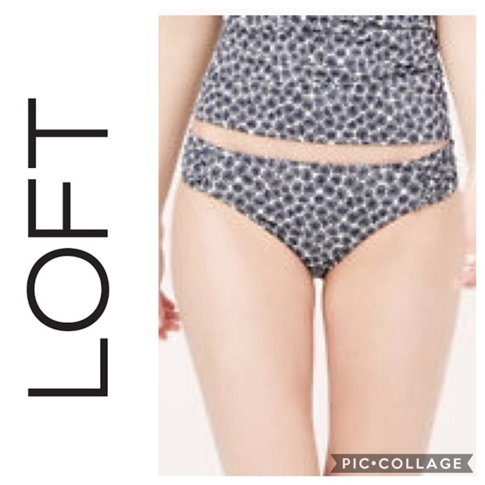 Loft Navy Blue Maternity Floral Bikini Bottom Small NWT